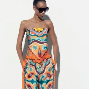 Zara Printed Strappy Scarf Top